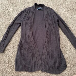 Karen Scott Women's Textured Knit Cardigan Size PS Sweater Dark Grey